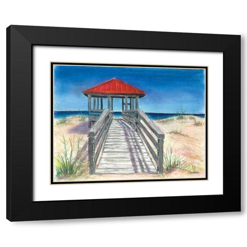 Beach Cabana Black Modern Wood Framed Art Print with Double Matting by Williams, Todd