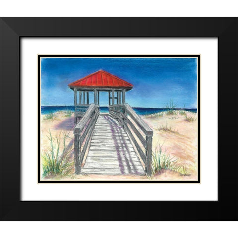 Beach Cabana Black Modern Wood Framed Art Print with Double Matting by Williams, Todd