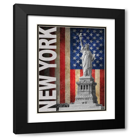 New York Black Modern Wood Framed Art Print with Double Matting by Williams, Todd