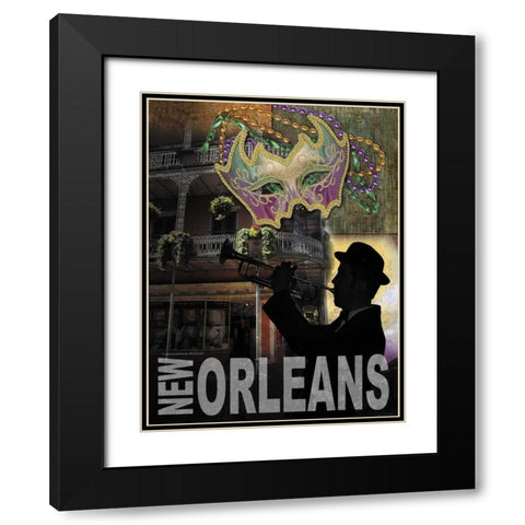New Orleans Black Modern Wood Framed Art Print with Double Matting by Williams, Todd