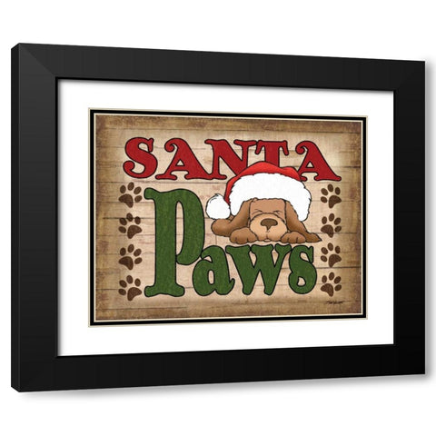 Santa Paws Black Modern Wood Framed Art Print with Double Matting by Williams, Todd