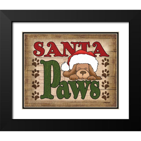Santa Paws Black Modern Wood Framed Art Print with Double Matting by Williams, Todd