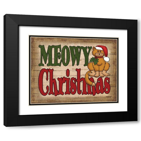 Meowy Christmas Black Modern Wood Framed Art Print with Double Matting by Williams, Todd