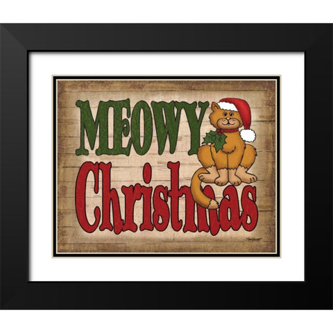 Meowy Christmas Black Modern Wood Framed Art Print with Double Matting by Williams, Todd