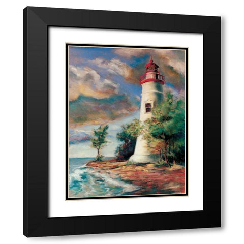 Shoreline Lighthouse Black Modern Wood Framed Art Print with Double Matting by Williams, Todd