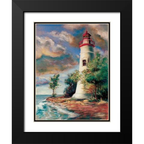 Shoreline Lighthouse Black Modern Wood Framed Art Print with Double Matting by Williams, Todd