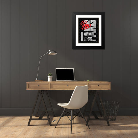 I Love Paris Black Modern Wood Framed Art Print with Double Matting by Williams, Todd
