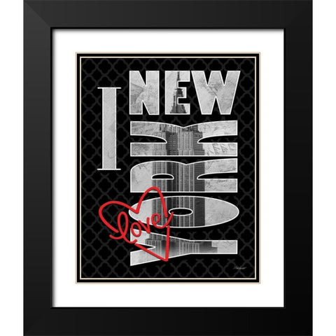 I Love NY Black Modern Wood Framed Art Print with Double Matting by Williams, Todd