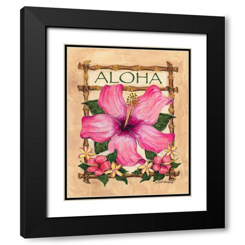 Aloha Hibiscus Black Modern Wood Framed Art Print with Double Matting by Williams, Todd