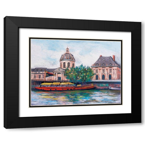 Boats in Paris II Black Modern Wood Framed Art Print with Double Matting by Williams, Todd