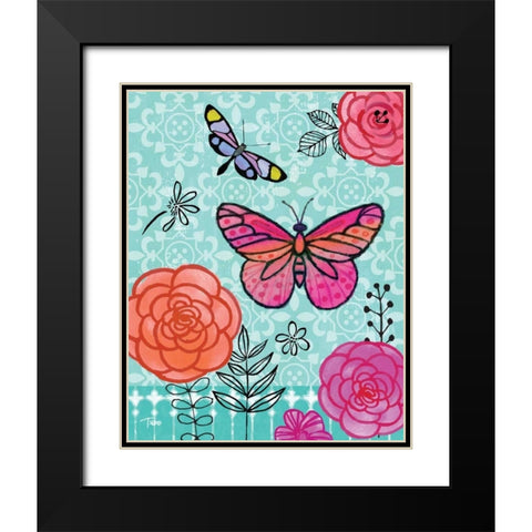 Butterfly Garden I Black Modern Wood Framed Art Print with Double Matting by Woo, Teresa