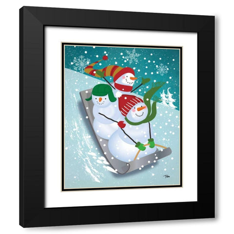 Frosty and Fab IV Black Modern Wood Framed Art Print with Double Matting by Woo, Teresa