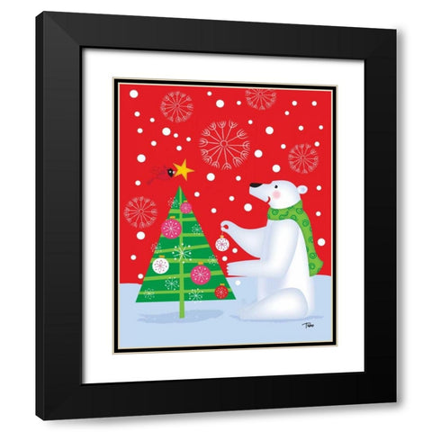 Polar Bear and Tree Black Modern Wood Framed Art Print with Double Matting by Woo, Teresa