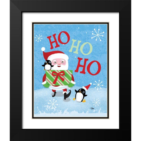 Santa Gift Black Modern Wood Framed Art Print with Double Matting by Woo, Teresa