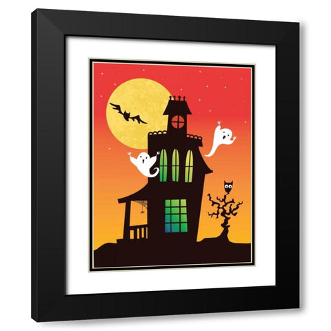 Ghost Party Black Modern Wood Framed Art Print with Double Matting by Woo, Teresa