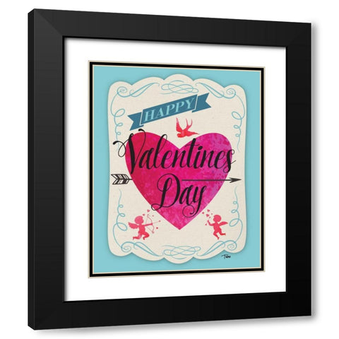 Cupid Valentine Black Modern Wood Framed Art Print with Double Matting by Woo, Teresa