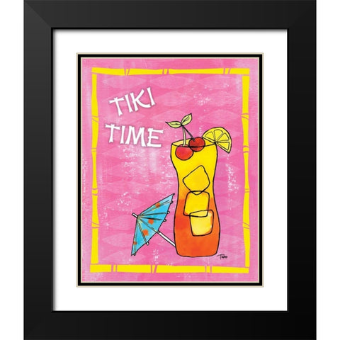 Tiki Time III Black Modern Wood Framed Art Print with Double Matting by Woo, Teresa