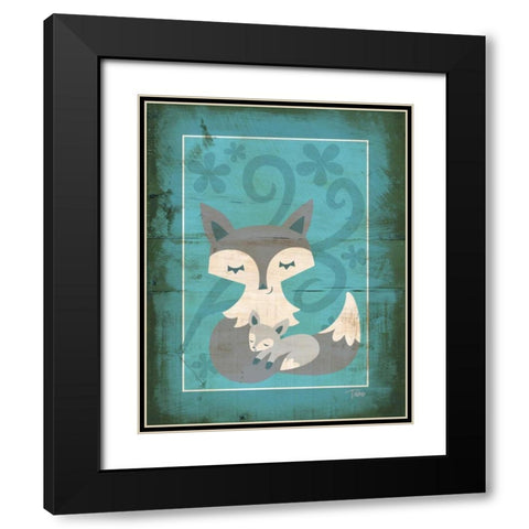 Rustic Woodland Foxes Black Modern Wood Framed Art Print with Double Matting by Woo, Teresa