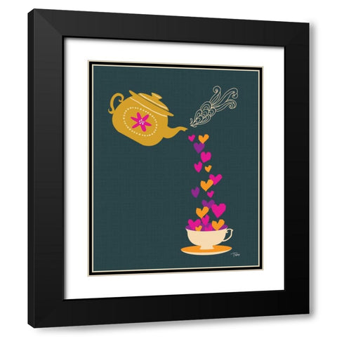 Tea Love Black Modern Wood Framed Art Print with Double Matting by Woo, Teresa