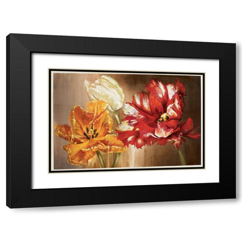 Tulips Black Modern Wood Framed Art Print with Double Matting by Werbelow, Selina
