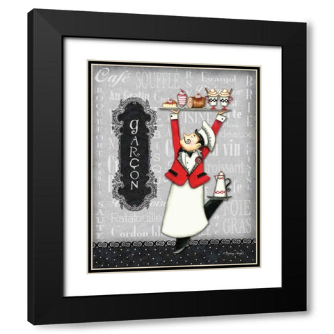 Garcon Black Modern Wood Framed Art Print with Double Matting by Wright, Sydney