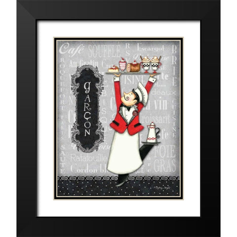Garcon Black Modern Wood Framed Art Print with Double Matting by Wright, Sydney