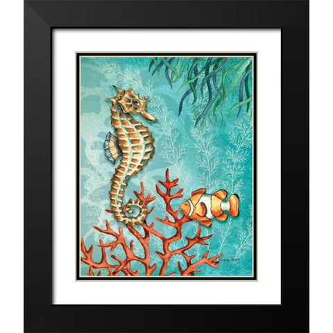 Seahorse Black Modern Wood Framed Art Print with Double Matting by Wright, Sydney
