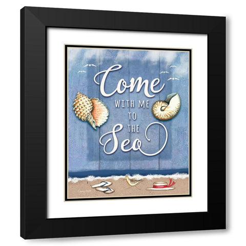 Come to the Sea Black Modern Wood Framed Art Print with Double Matting by Wright, Sydney