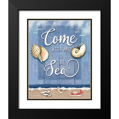 Come to the Sea Black Modern Wood Framed Art Print with Double Matting by Wright, Sydney