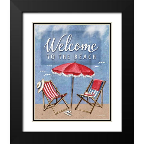Welcome to the Beach Black Modern Wood Framed Art Print with Double Matting by Wright, Sydney