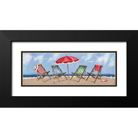 Beach Chairs Black Modern Wood Framed Art Print with Double Matting by Wright, Sydney