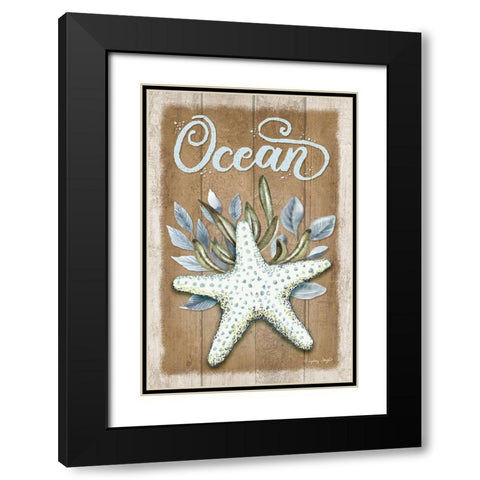 Ocean Starfish Black Modern Wood Framed Art Print with Double Matting by Wright, Sydney