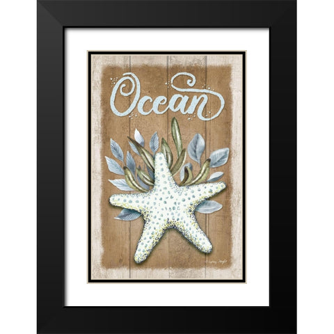 Ocean Starfish Black Modern Wood Framed Art Print with Double Matting by Wright, Sydney
