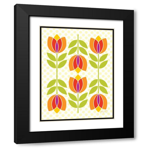 Mod Tulips I Black Modern Wood Framed Art Print with Double Matting by Young, Patty