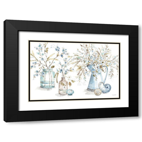 Blue Escape Coastal 01 Black Modern Wood Framed Art Print with Double Matting by Audit, Lisa