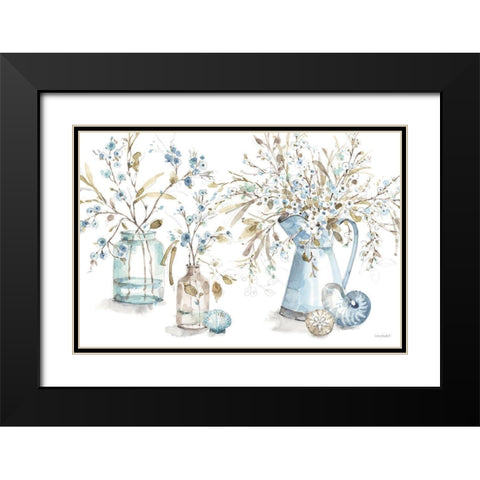 Blue Escape Coastal 01 Black Modern Wood Framed Art Print with Double Matting by Audit, Lisa