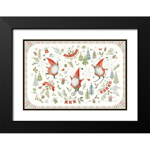 Jolly Gnomes I Black Modern Wood Framed Art Print with Double Matting by Audit, Lisa