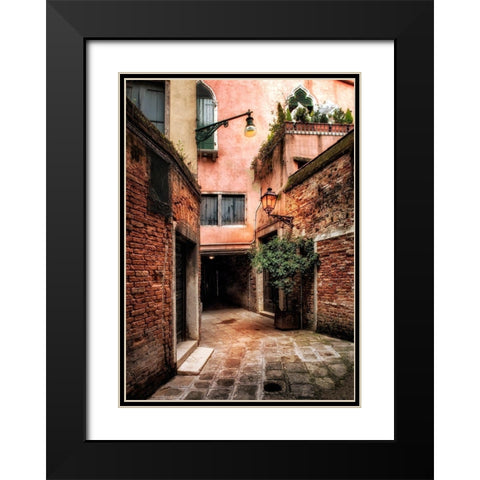 Italian Alleyway Black Modern Wood Framed Art Print with Double Matting by Head, Danny