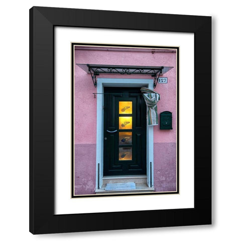 Burano Door II Black Modern Wood Framed Art Print with Double Matting by Head, Danny