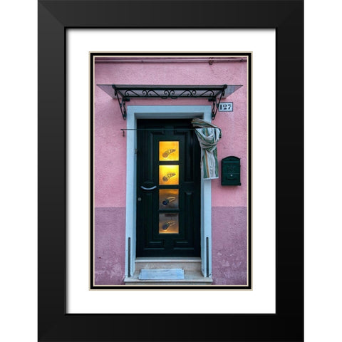 Burano Door II Black Modern Wood Framed Art Print with Double Matting by Head, Danny