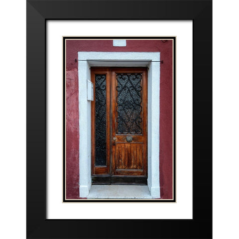 Burano Door III Black Modern Wood Framed Art Print with Double Matting by Head, Danny