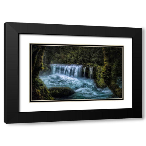 Spirit Falls Panorama Black Modern Wood Framed Art Print with Double Matting by Head, Danny
