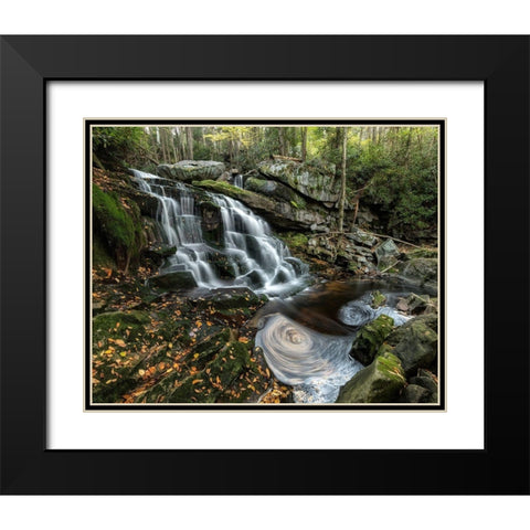 Swirls Black Modern Wood Framed Art Print with Double Matting by Head, Danny