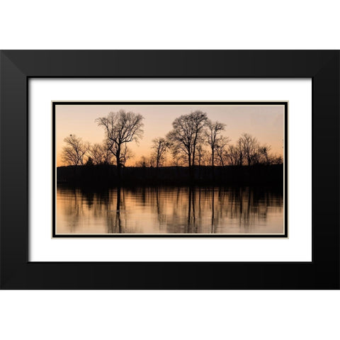 Island Reflections Black Modern Wood Framed Art Print with Double Matting by Head, Danny
