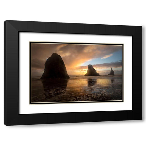 Firey Sunset I Black Modern Wood Framed Art Print with Double Matting by Head, Danny