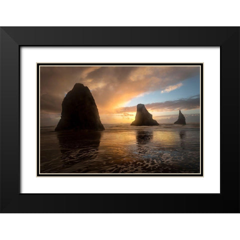 Firey Sunset I Black Modern Wood Framed Art Print with Double Matting by Head, Danny