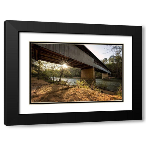Swann Bridge V Black Modern Wood Framed Art Print with Double Matting by Head, Danny