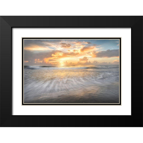 Coastal Sunrise I Black Modern Wood Framed Art Print with Double Matting by Head, Danny