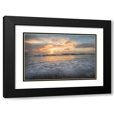 Coastal Sunrise II Black Modern Wood Framed Art Print with Double Matting by Head, Danny