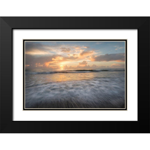 Coastal Sunrise II Black Modern Wood Framed Art Print with Double Matting by Head, Danny